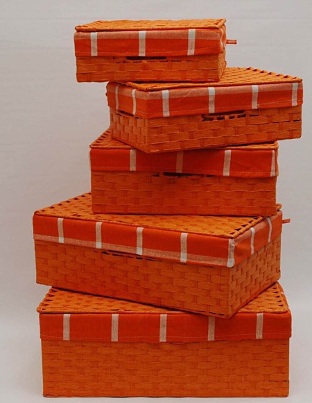 Bedna bez víka červená sada 5ks provázek