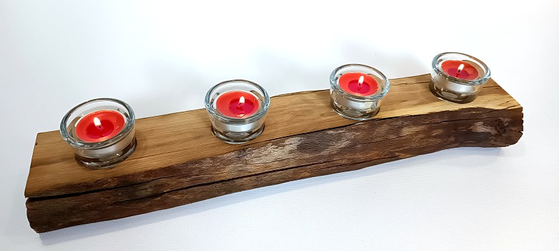 Dřevěný svícen z buku 48x9x5cm