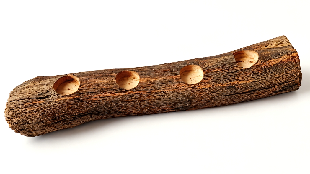 Dubový svícen z kulatiny na 4 čajové svíčky – 47x10x7 cm