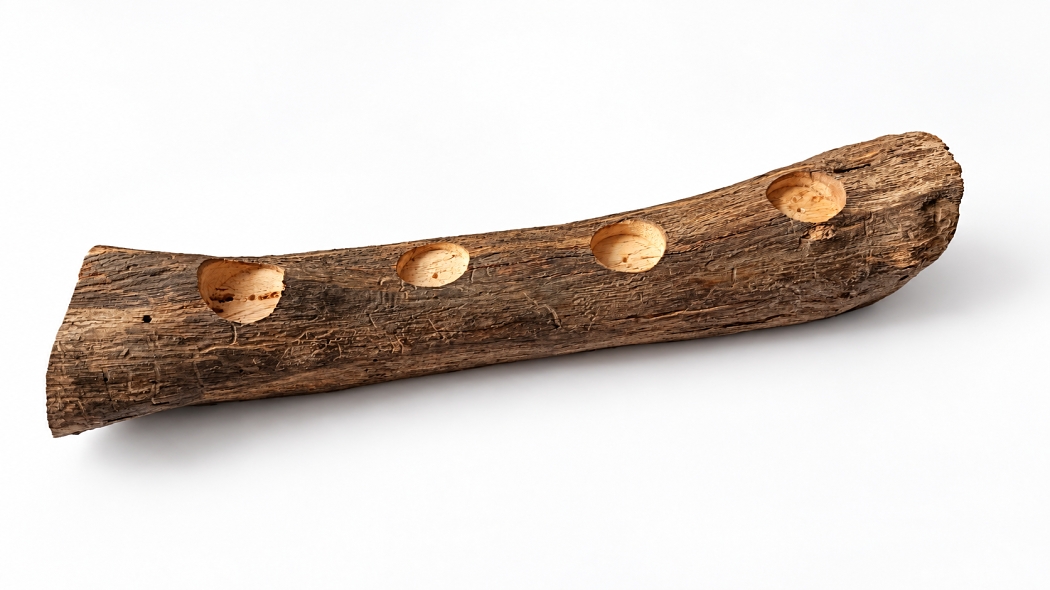 Dubový svícen z kulatiny na 4 čajové svíčky – 47x10x7 cm