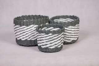Košík šedobílý provázkový sada ks