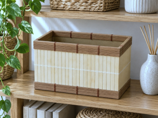 Bambusový úložný košík 20 × 15 × 15 cm – Světlý