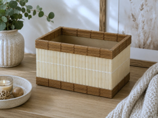 Bambusový úložný košík 30 × 20 × 15 cm – Světlý
