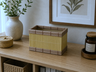Bambusový úložný košík 20 × 15 × 15 cm – Dub