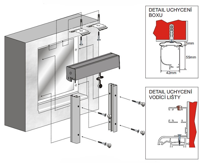montáž rolovací sítě na rám okna